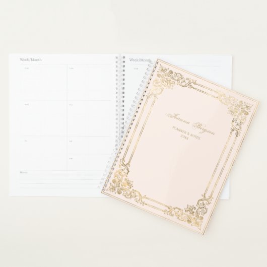 Gepersonaliseerd Blush Goud Lijst Script 2024 Planner (Display)