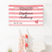 Gepersonaliseerd Blush roze gestreept ombre Weddin Spandoek (Insitu)