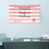 Gepersonaliseerd Blush roze gestreept ombre Weddin Spandoek (Beurs)