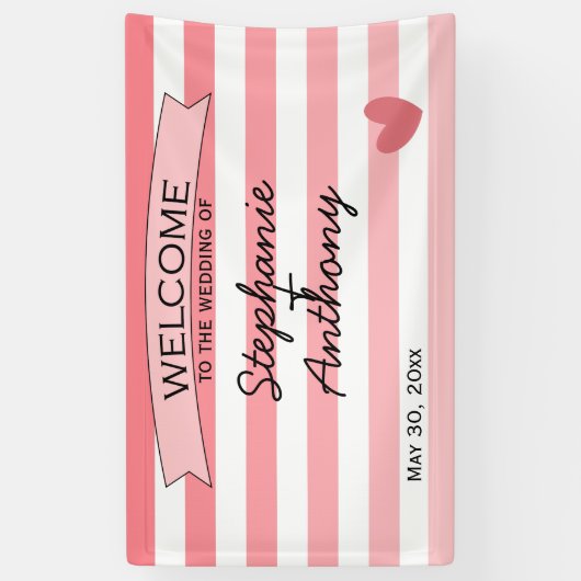 Gepersonaliseerd Blush roze gestreept ombre Weddin Spandoek (Verticaal)