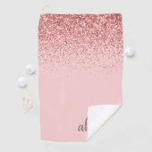 Gepersonaliseerd Blush Roze Glitter Modern Monogra Golfhanddoek (Insitu)