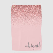 Gepersonaliseerd Blush Roze Glitter Modern Monogra Golfhanddoek (Voorkant)