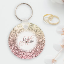 Gepersonaliseerd Blush Roze  Glitter Monogram Naam