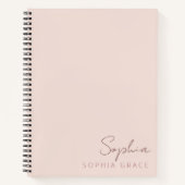 Gepersonaliseerd Blush roze moderne monogram naam Notitieboek (Voorkant)