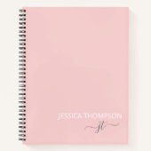 Gepersonaliseerd Blush roze moderne monogram naam Notitieboek (Voorkant)
