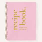 Gepersonaliseerd Blush Roze Typografie Recipe Book Notitieboek (Voorkant)