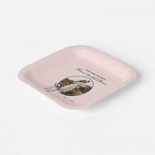 Gepersonaliseerd Blush Roze Vrijgezellenfeest Papi Papieren Bordje (Gebogen)