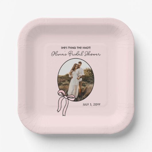 Gepersonaliseerd Blush Roze Vrijgezellenfeest Papi Papieren Bordje (Voorkant)