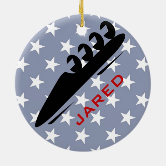 Gepersonaliseerd BobSledding-Ornament Keramisch Ornament (Achterkant)