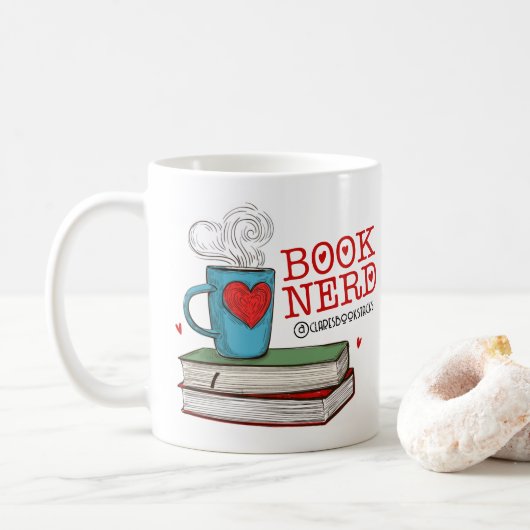 Gepersonaliseerd boek Nerd Gift voor Reader Koffiemok (Met donut)