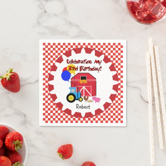 Gepersonaliseerd Boerderij 3e verjaardag van Napki Servet (Insitu)