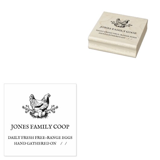 Gepersonaliseerd Boerderij Fresh Eggs Custom Chick Rubberstempel (Gestempeld)
