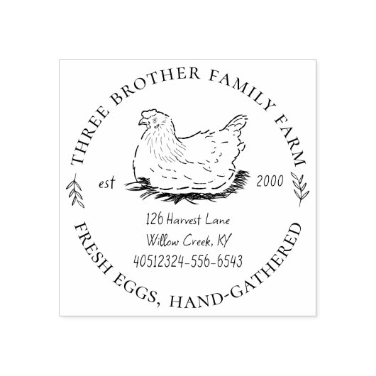 Gepersonaliseerd Boerderij Fresh Eggs Homestead &  Rubberstempel (Afrduk)