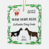 Gepersonaliseerd Boerderij kerstmis LaMancha Dairy Keramisch Ornament (Links)