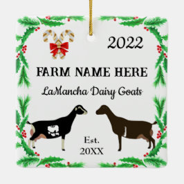 Gepersonaliseerd Boerderij kerstmis LaMancha Dairy Keramisch Ornament
