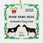 Gepersonaliseerd Boerderij kerstmis LaMancha Dairy Keramisch Ornament (Voorkant)