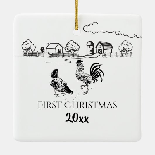 Gepersonaliseerd Boerderij van de heer & mevrouw C Keramisch Ornament (Achterkant)