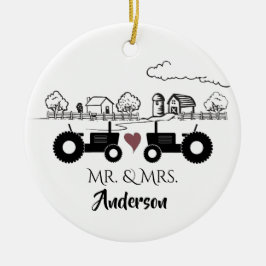 Gepersonaliseerd Boerderij van de heer & mevrouw T Keramisch Ornament