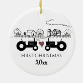 Gepersonaliseerd Boerderij van de heer & mevrouw T Keramisch Ornament (Achterkant)