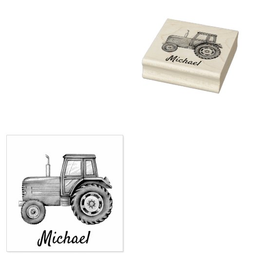 Gepersonaliseerd Boerderij van de trekker Rubberstempel (Gestempeld)
