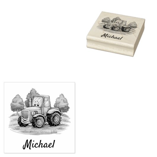 Gepersonaliseerd Boerderij van de trekker Rubberstempel (Gestempeld)