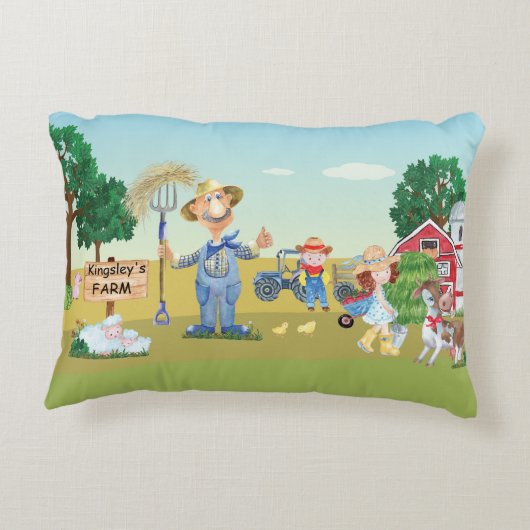 Gepersonaliseerd Boerderij van MacDonald's Accent Kussen (Achterkant)