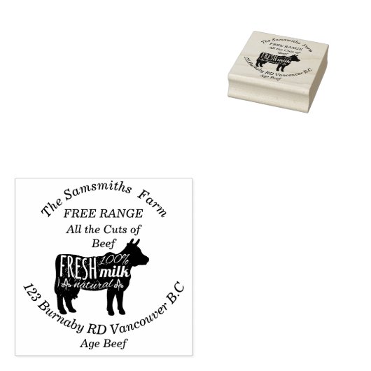 Gepersonaliseerd Boerderij voor zakelijk rundvlees Rubberstempel (Gestempeld)