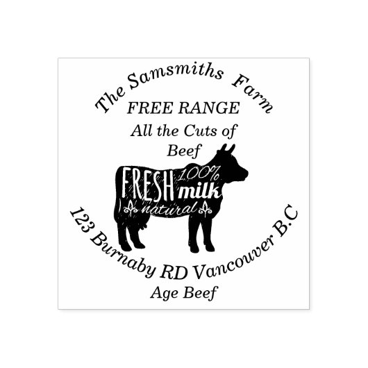 Gepersonaliseerd Boerderij voor zakelijk rundvlees Rubberstempel (Afrduk)