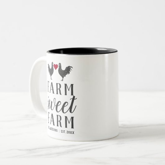 Gepersonaliseerd Boerderij zoet Boerderij Tweekleurige Koffiemok (Voorkant links)