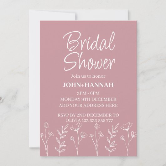 Gepersonaliseerd Boho Blush Pink Floral Vrijgezell Kaart (Voorkant)