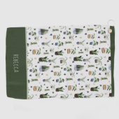 Gepersonaliseerd Boho Potted House Plant Patroon Golfhanddoek (Horizontaal)