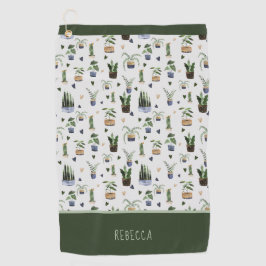 Gepersonaliseerd Boho Potted House Plant Patroon Golfhanddoek