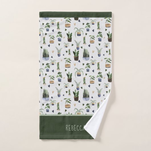 Gepersonaliseerd Boho Potted Plant Patroon Bad Handdoek (Handdoek)
