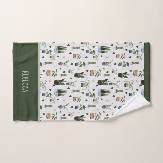 Gepersonaliseerd Boho Potted Plant Patroon Bad Handdoek (Handdoek)