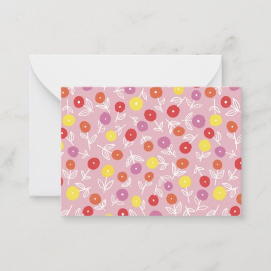 Gepersonaliseerd Boho roze Moderne Floral patroon Notitiekaartje (Voorkant)