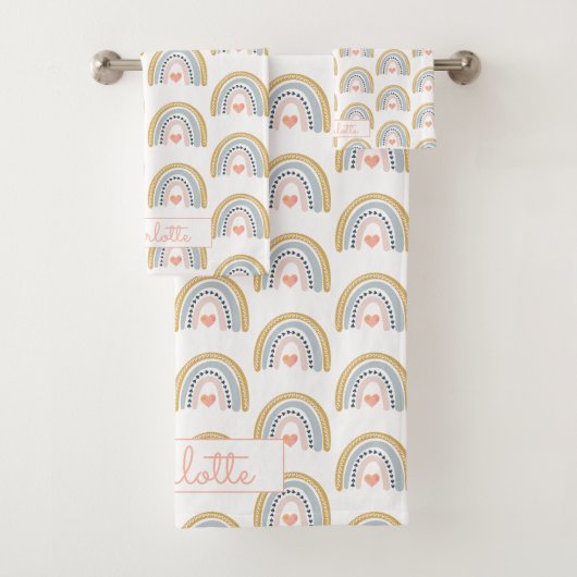 Gepersonaliseerd Boho Waterverf Rainbow-patroon Bad Handdoek (Insitu)
