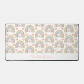 Gepersonaliseerd Boho Waterverf Rainbow-patroon Bureaumat (Voorkant)