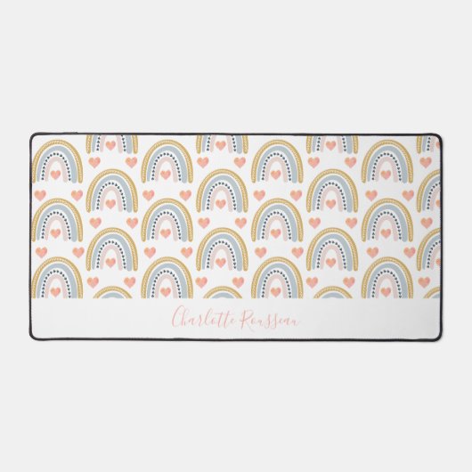 Gepersonaliseerd Boho Waterverf Rainbow-patroon Bureaumat (Voorkant)
