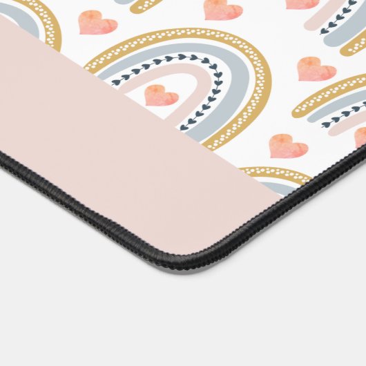 Gepersonaliseerd Boho Waterverf Rainbow-patroon Bureaumat (Hoek)
