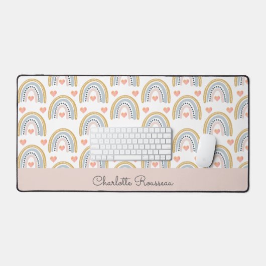 Gepersonaliseerd Boho Waterverf Rainbow-patroon Bureaumat (Keyboard & Muis)