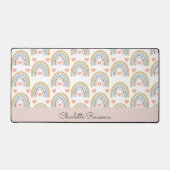 Gepersonaliseerd Boho Waterverf Rainbow-patroon Bureaumat (Voorkant)