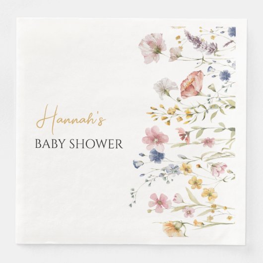 Gepersonaliseerd Boho Wildflower Baby shower Servet (Voorkant)