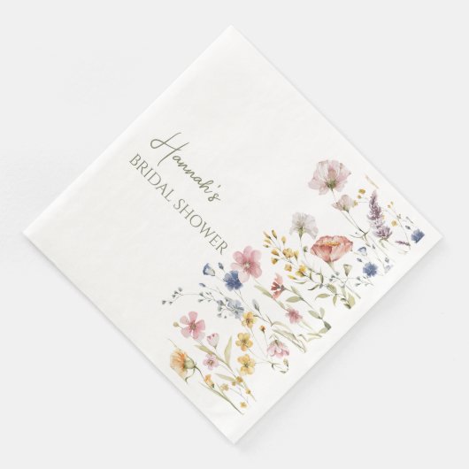 Gepersonaliseerd Boho Wildflower Vrijgezellenfeest Servet (Hoek)