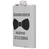 Gepersonaliseerd boog Stropdas Black Grey Groomsme Heupfles (Links)