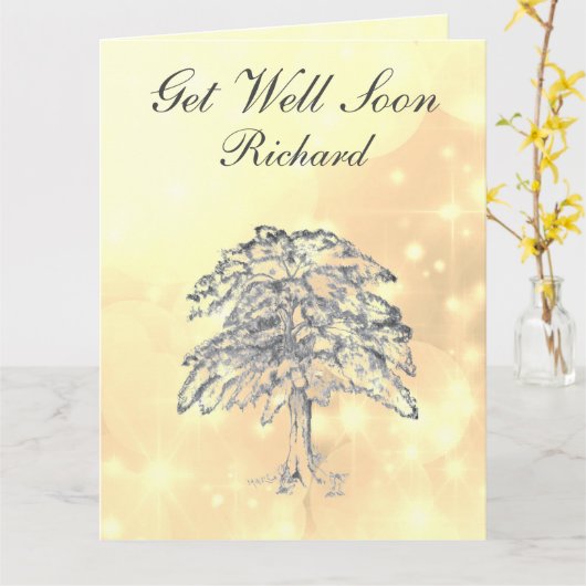 Gepersonaliseerd boomontwerp Get Well Kaart (Gele Bloem)