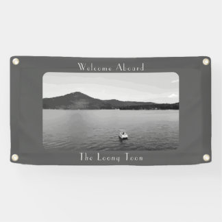 Gepersonaliseerd bootdecor grijs ponton spandoek