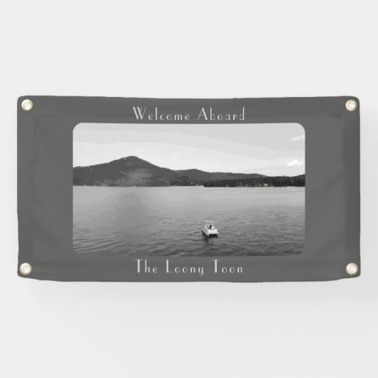 Gepersonaliseerd bootdecor grijs ponton spandoek (Horizontaal)