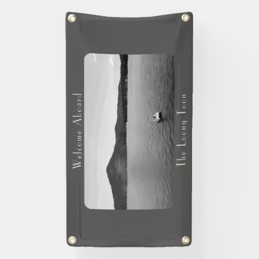 Gepersonaliseerd bootdecor grijs ponton spandoek (Verticaal)