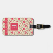 Gepersonaliseerd Bord geel bloemig roze rood Bagagelabel (Voorkant horizontaal)