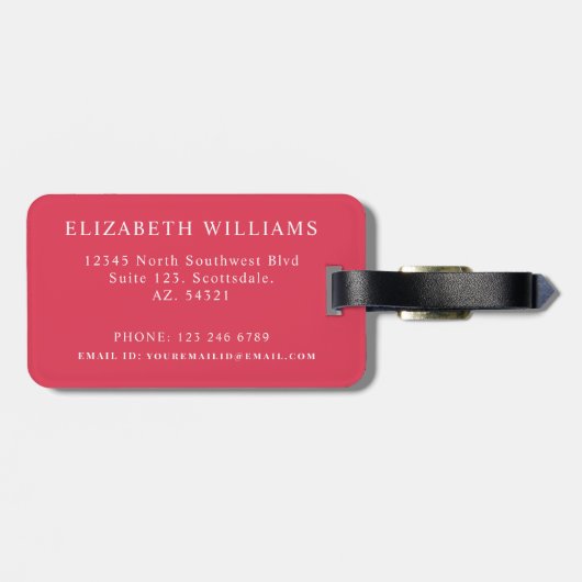 Gepersonaliseerd Bord geel bloemig roze rood Bagagelabel (Achterkant horizontaal)